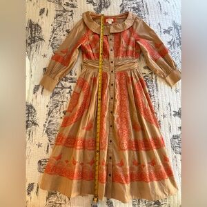 Like NEW Maeve Size 8 Embroidered Midi Dress, exclusive Anthropologie collection